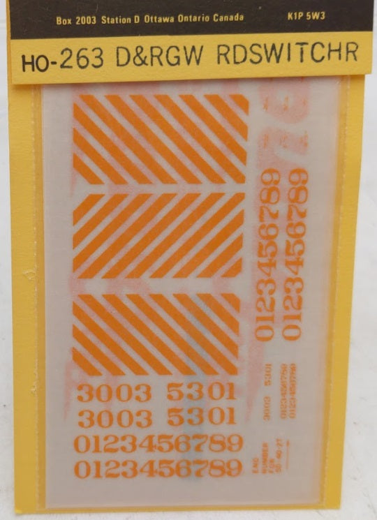 CDS Lettering H0-263 HO Scale D & RGW Road Switch HR