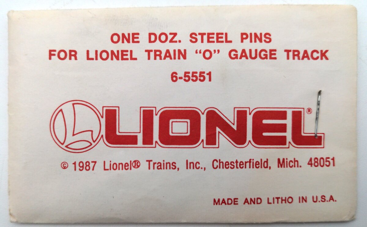 Lionel 6-5551 O Train Track Connecting Steel Pins For Lionel Train (Pack of 12)