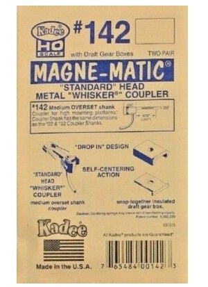 Kadee 142 HO Scale Overset Medium 9/32" Metal Whisker Coupler Two Pair