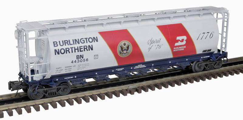 Atlas 3001446 O BN Bicentennial 3-Rail 6-Bay Cylindrical Hopper #3002446