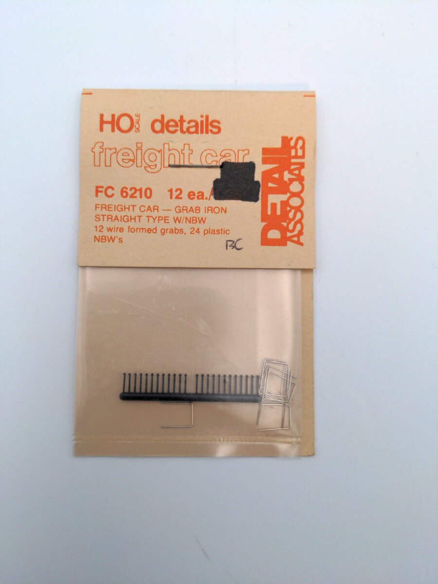 Detail Associates FC6210 HO Freight Car Grab Iron Straight Type w/NBW