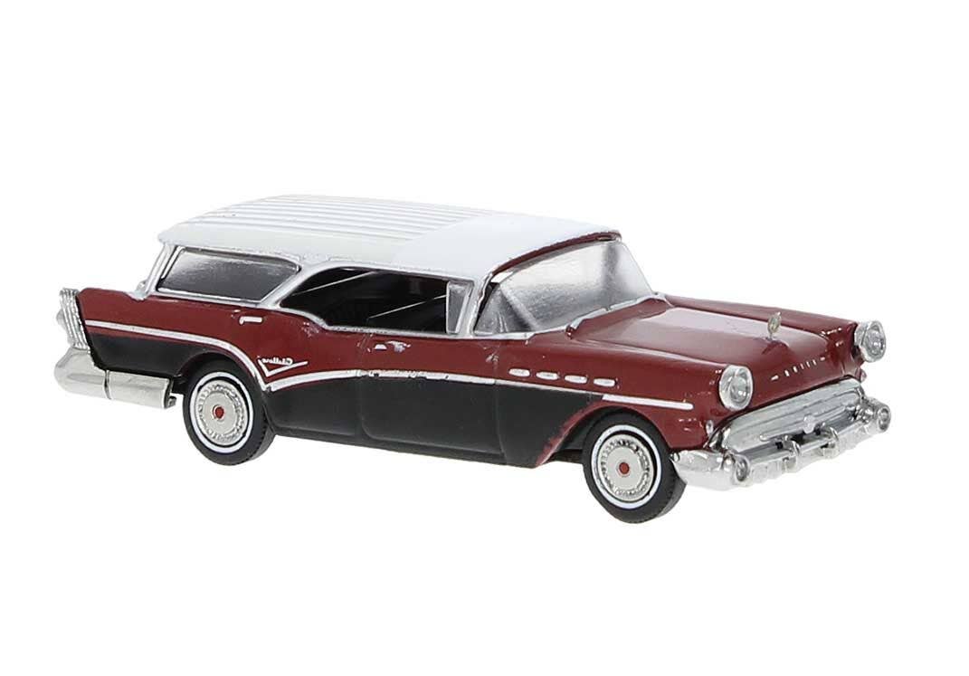 Brekina Automodelle 18178 HO Maroon, Black, White 1957 Buick Century Caballero