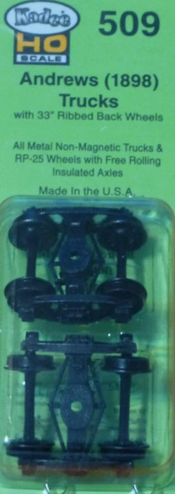 Kadee 509 HO Andrews (1898) Freight Truck 33" Ribbed Back Code 110 Metal Wheels