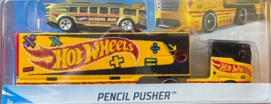 Hot Wheels DXB40 1:64 Diecast Pencil Pusher w/Chrome Yellow School Bus
