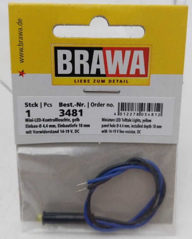 Brawa 3481 LED Telltale Lights Yellow Panel Hole 0 4.4 mm