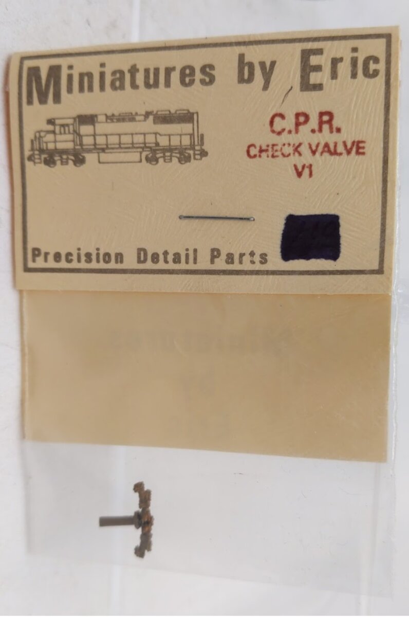 Miniatures By Eric V1 HO Scale C.P.R. Check Valve Brass Detail Part