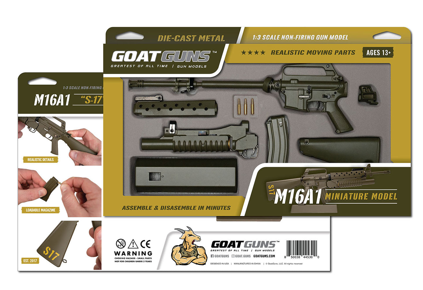 GoatGuns 16-GREEN 1:3 Green M16 Grenadier Diecast Model