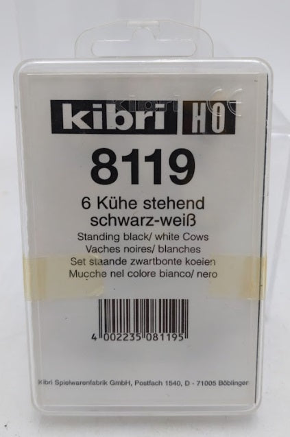 Kibri 8119 Black & White Standing Cows Platic Figures (Set of 6)
