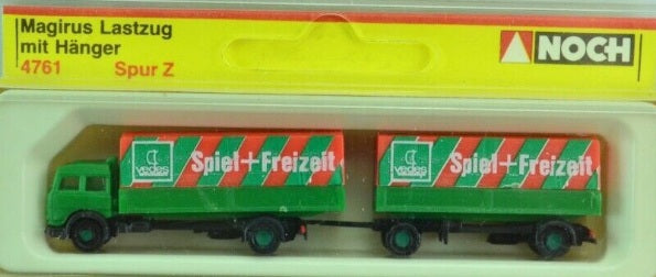 Noch 4761 Z Scale Magirus Truck With Trailer Green Spiel + Freizeit