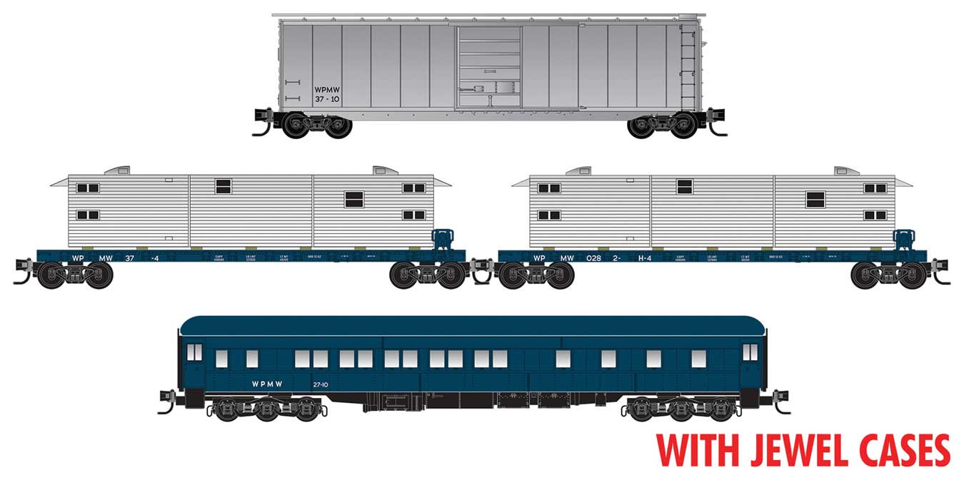 Micro-Trains 98302275 N WP Work Train w/50' Box, Sleeper, 2 50' Flats (Set of 4)