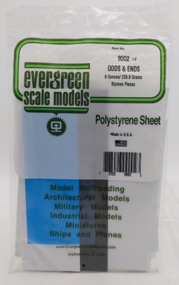 Evergreen Scale Models 9002 1-2 White/Black & Blue Plastic Odds & Ends 8 Oz. Bag