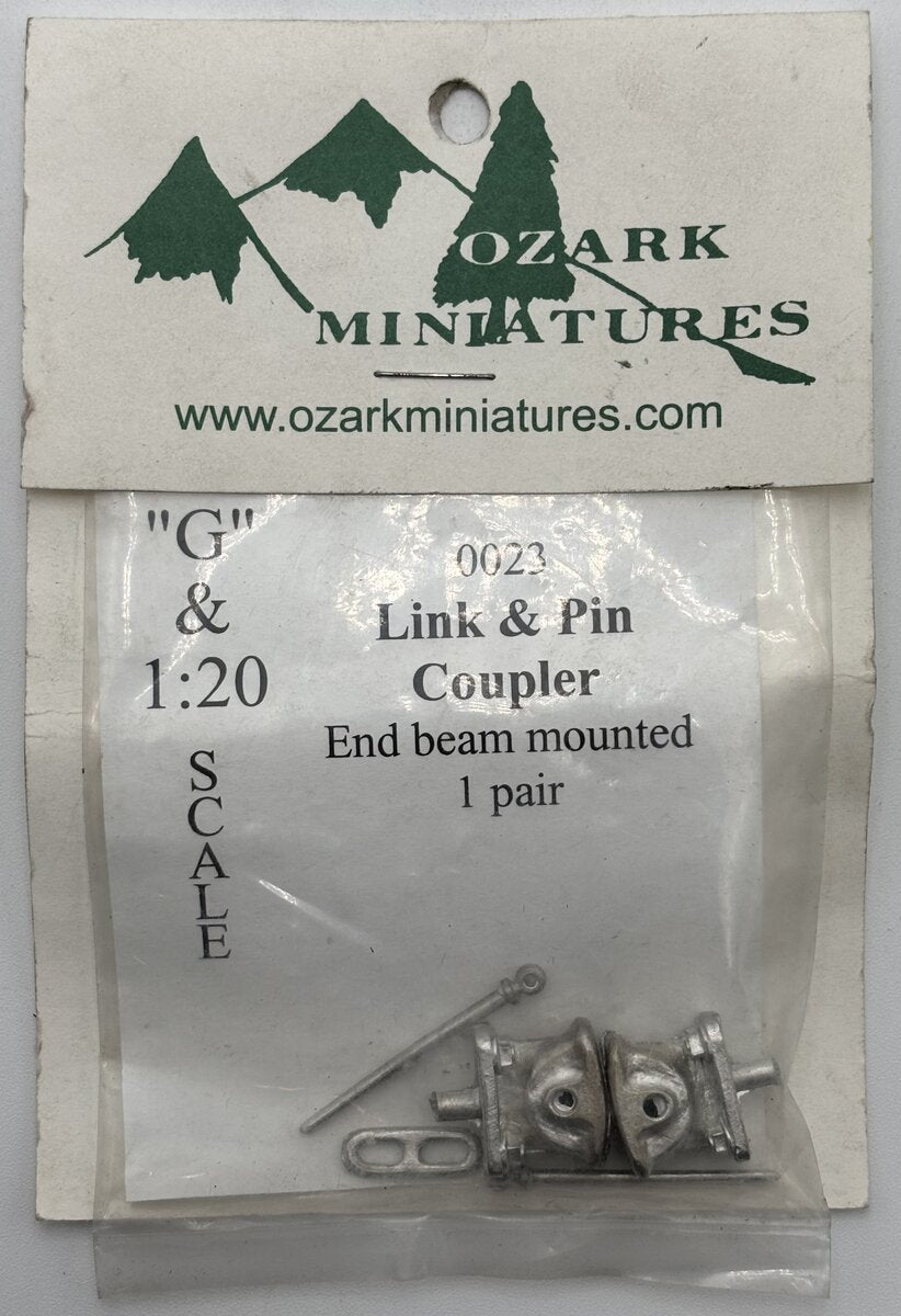 Ozark Miniatures 0023 G and 1:20 Scale Link & Pin Coupler End Beam Mounted