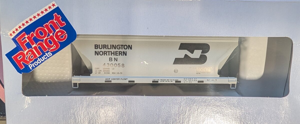Front Range 6017 HO Scale Burlington Northern 2 Bay Cement Car #430058