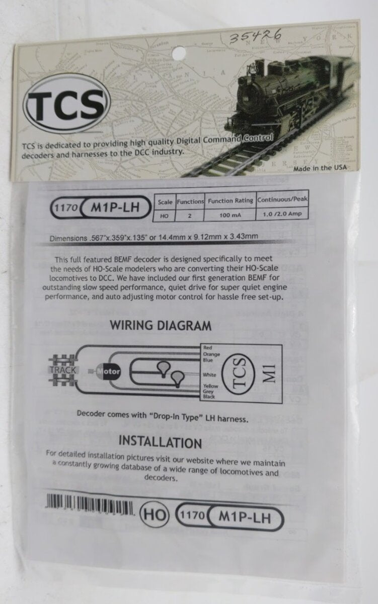Train Control Systems 1170 HO M1P-LH Decoder W/Drop -In Type & Wiring Diagram