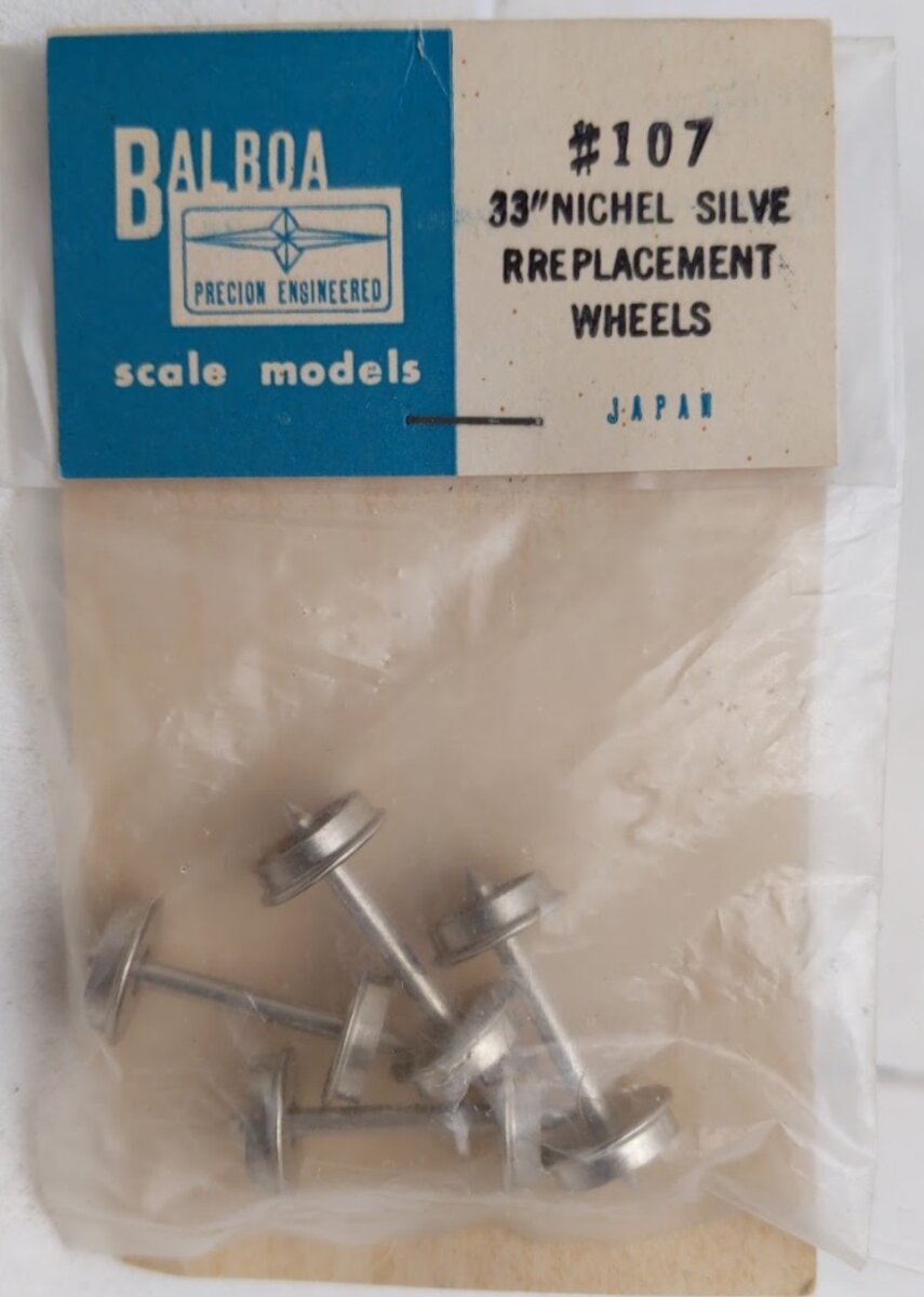 Balboa 107 HO Scale 33" Nickel Silver Replacement Wheels (Pack of 4)