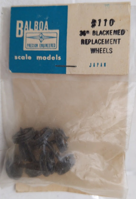Balboa 110 HO Scale 36" Blackened Replacement Wheels (Pack of 4)
