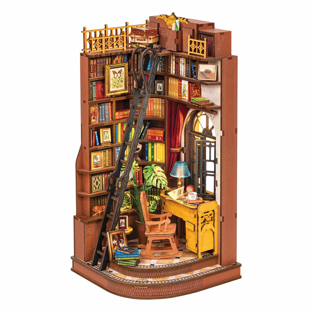 Robotime TGE02 Rolife Silent Corner Study DIY Book Nook Shelf Insert
