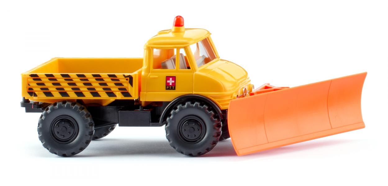 Wiking 037110 HO PTT Unimog U 406 Truck with Snow Plough