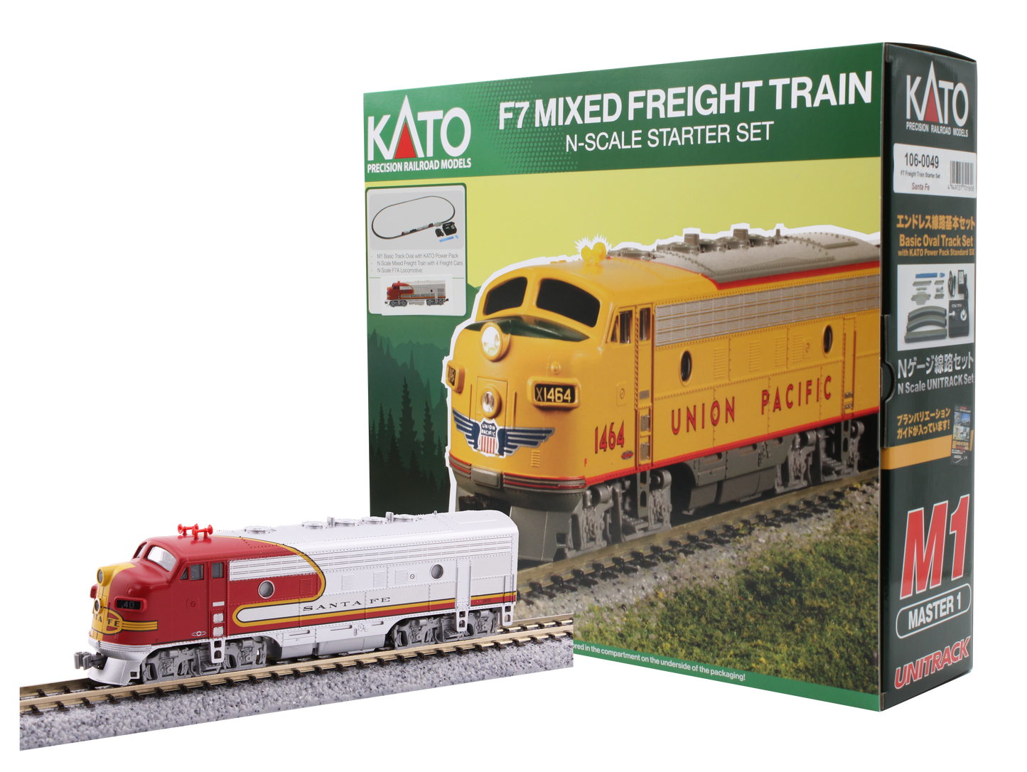 Kato 106-0049 AT&SF N Gauge F7 Freight Train Starter Set