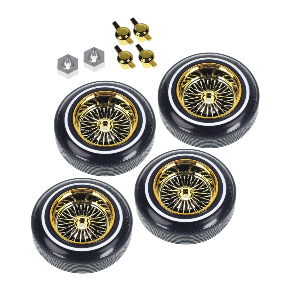 Redcat Racing RER33013 Gold Wheel & Tire w/ Center Knockoff w/ Silver Wheel Hex