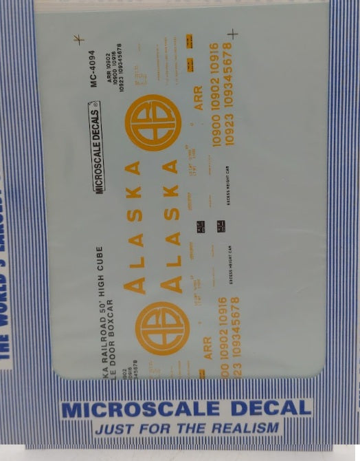 Microscale MC-4094 HO Alaska Railroad 50’ Hi Cube Box Car (1993+) Decals