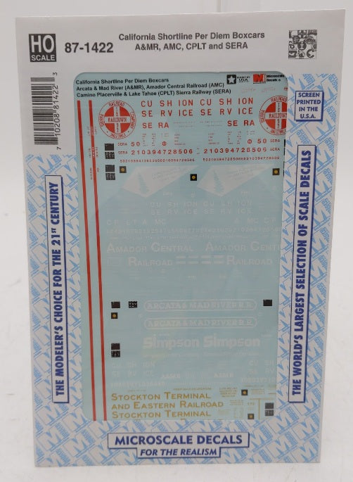 Microscale 87-1422 HO California Shortline Per Diem Boxcars Decal Sheet