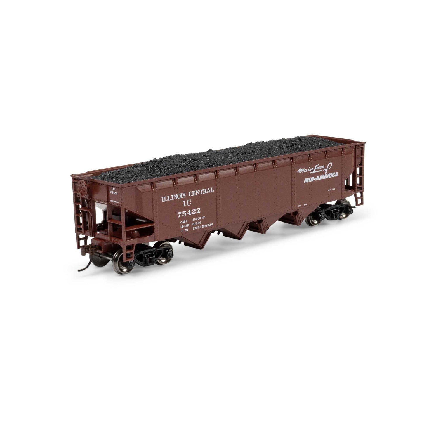 Athearn ATH-1581 HO Illinois Central 40' 4-Bay Offset Hopper with Load #75422