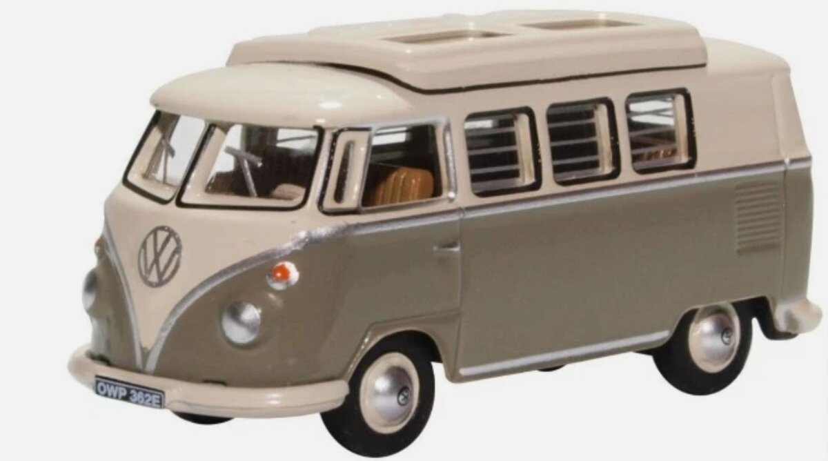 Oxford Diecast 76VWS006 VW T1 1:76 Scale Grey Pearl White VW T1 Camper