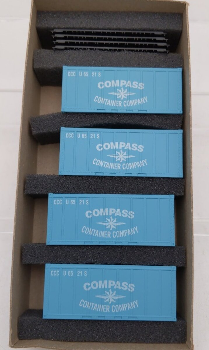 Athearn 2064 HO Scale Compass CCCU 20' Outside Braced Container Kit (Box of 4)