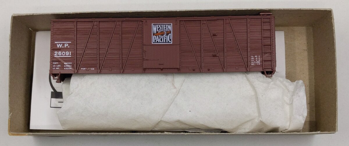 Accurail 4001 HO Scale Western Pacific 40' O. B. Boxcar with Wood Ends (#26091)