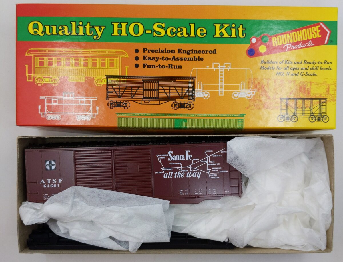 Roundhouse 10802 HO Santa Fe 40' Double Door Boxcar Kit #64601