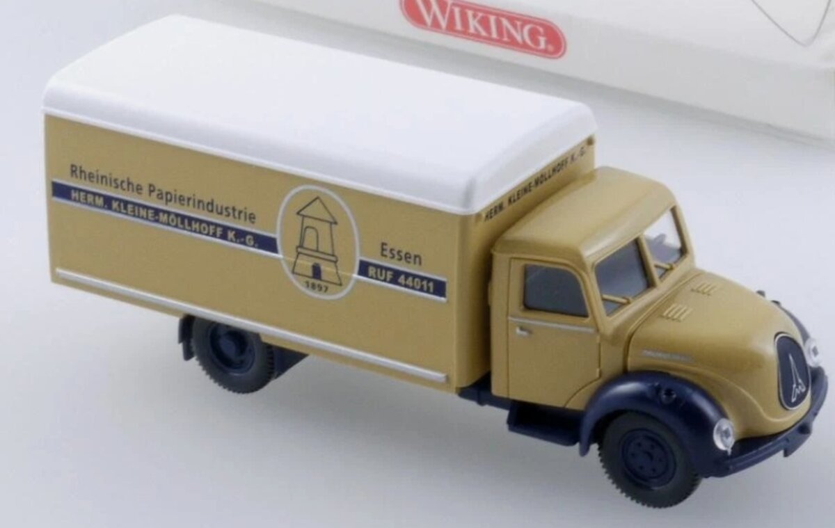 Wiking 0855 39 34 HO Scale Beige Magirus Rhenish Papierindustrie Box Truck
