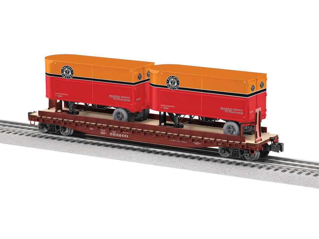Lionel 2526380 O Pacific Electric TOFC Flatcar with 2 Trailers #563200