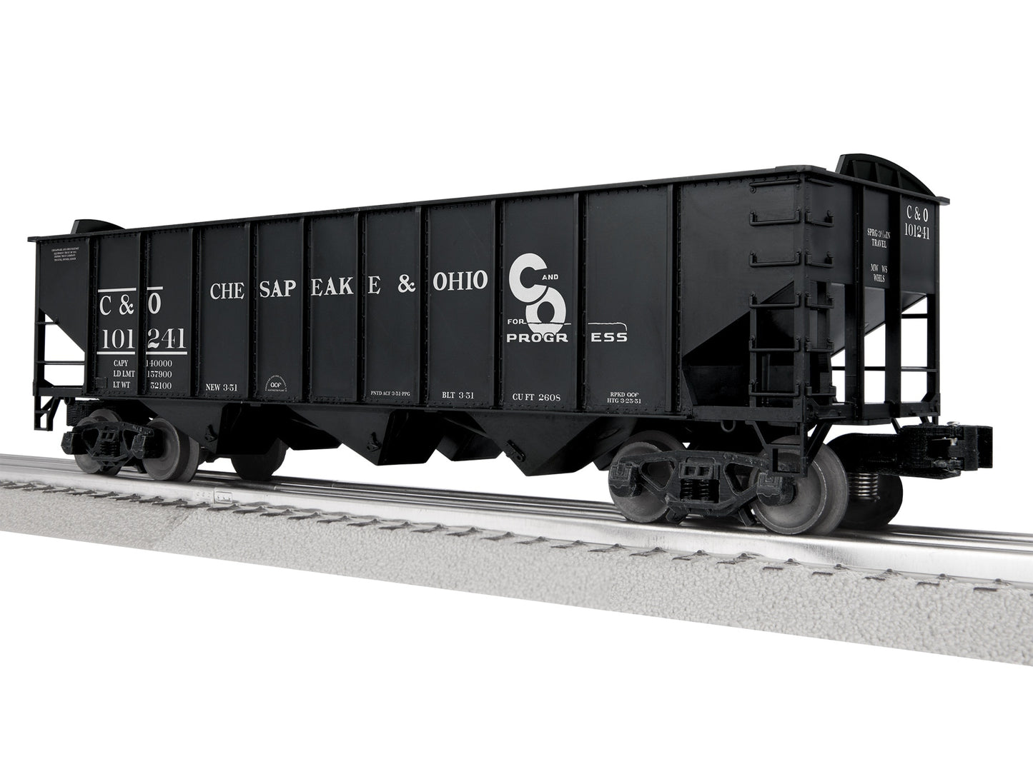 Lionel 2542219 O C&O 3-Bay Hopper with Peaked Ends #101241