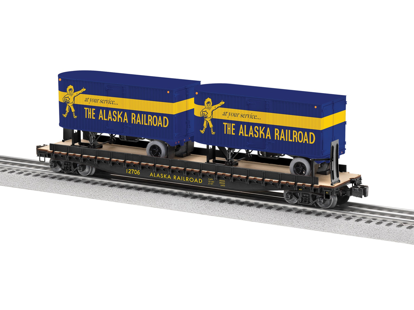 Lionel 2526390 O Alaska TOFC Flatcar with 2 Trailers #12706