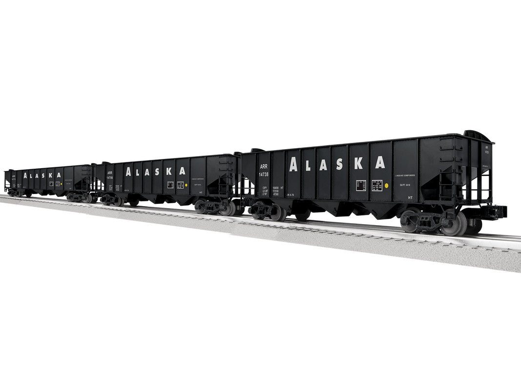 Lionel 2542190 O Alaska 3-Bay Hopper with Peaked Ends A (Set of 3)