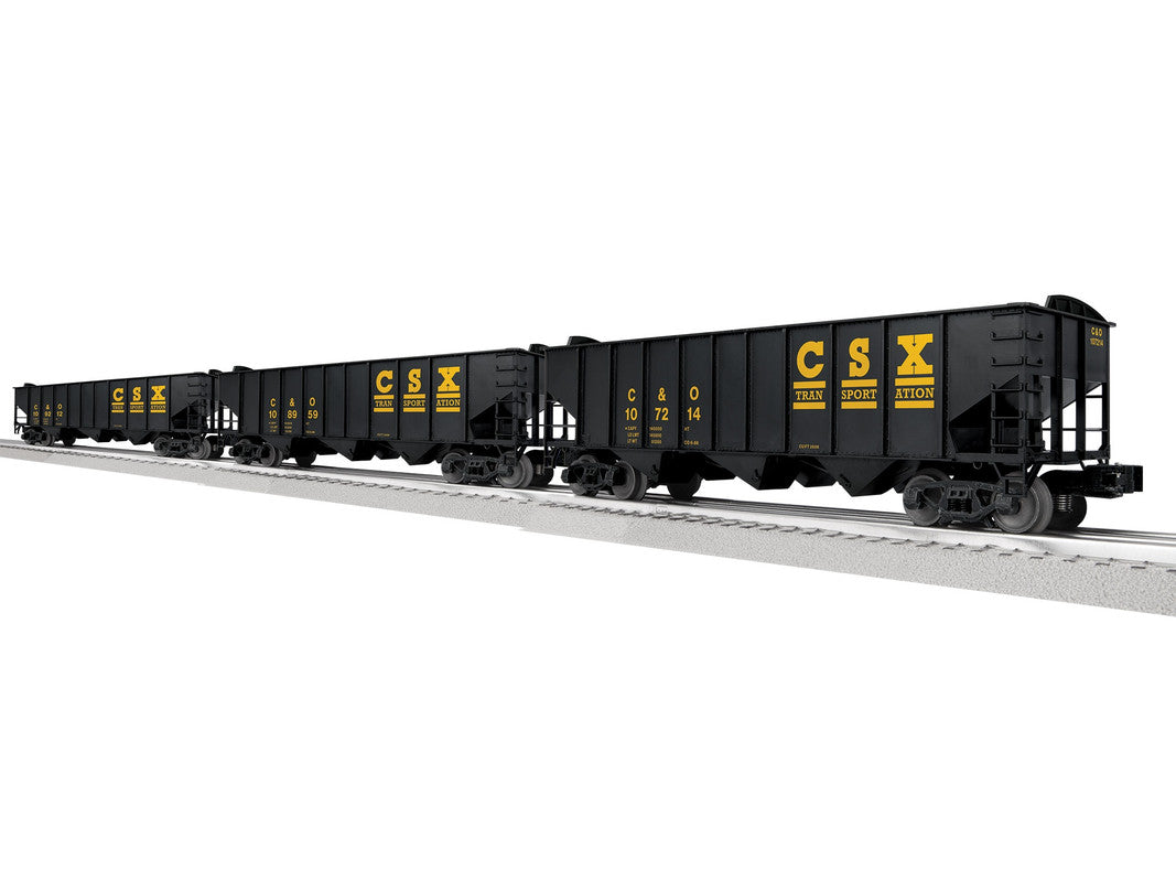 Lionel 2542220 O CSX 3-Bay Hopper with Peaked Ends 3 Pack A (Set of 3)