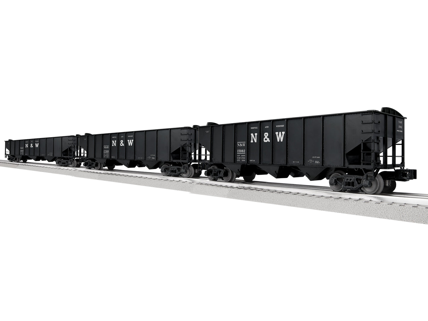 Lionel 2542230 O Norfolk & Western 3-Bay Hopper with Peaked Ends A (Set of 3)