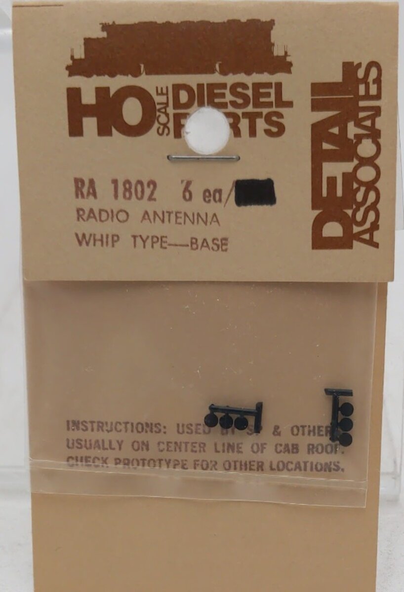 Detail Associates RA1802 HO Scale Radio Antenna Whip Type Base (Pack of 6)
