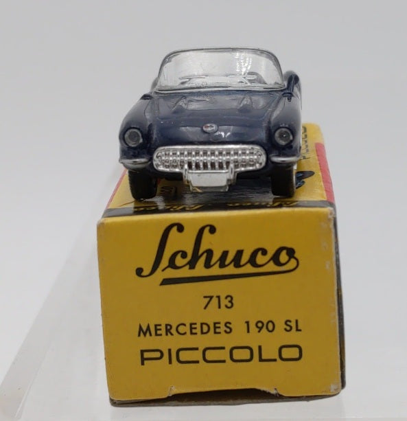 Schuco 713 Piccolo Blue Navy and White Mercedes 190 SL Convertible