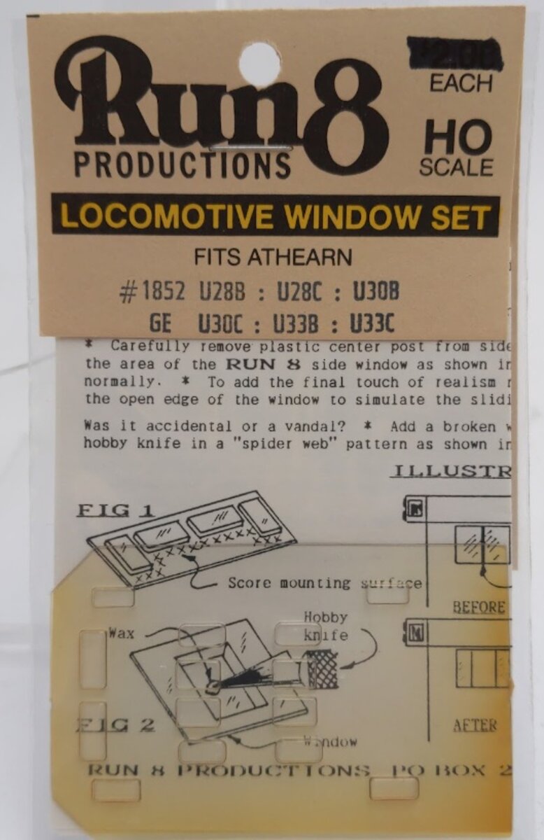 Run8 Productions 1852 HO Scale Locomotive Window Set Fits Athearn