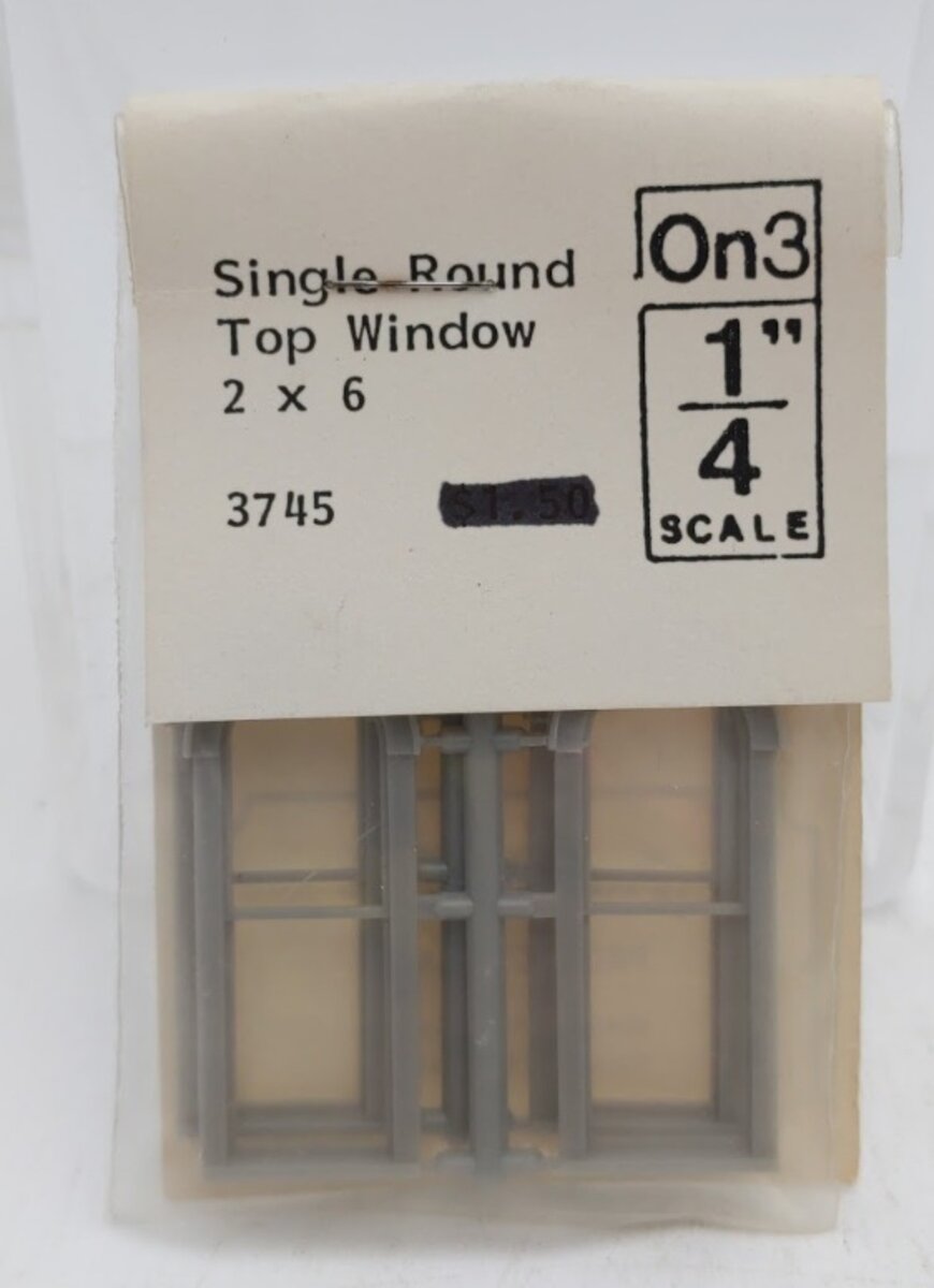 Grandt Line 3745 O / On3 & 1/4" Scale Single Roundtop Top Window 2 x 6