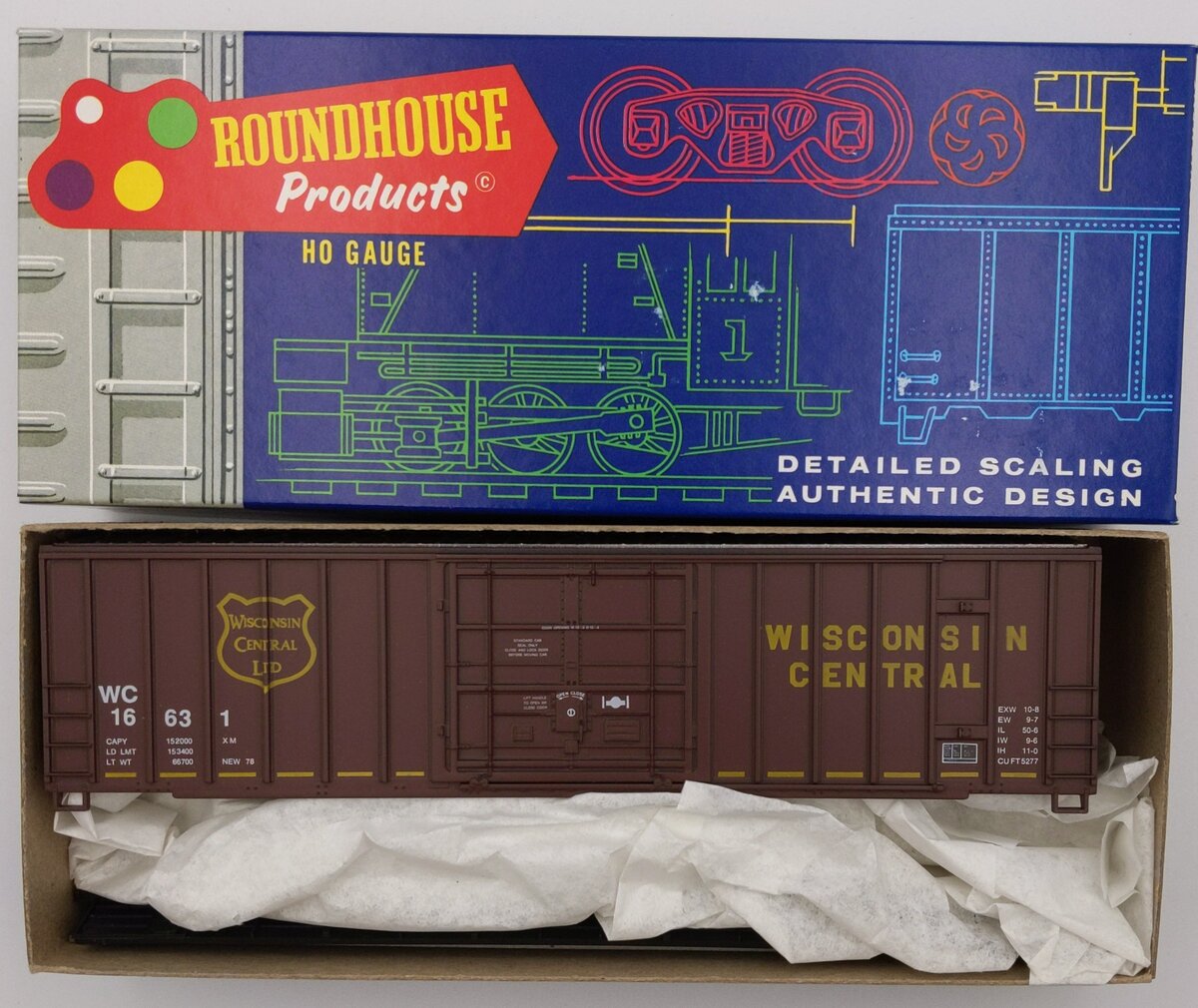 Roundhouse 7720 HO Wisconsin Central 50' FMC Plug Door Box Car Kit