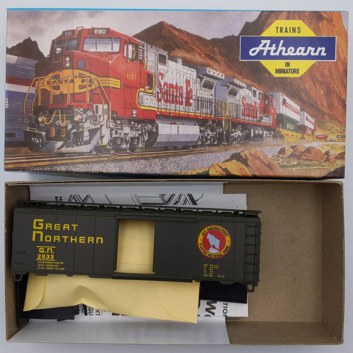 Athearn 1098-5 HO Great Northern 40' Single Door Boxcar Kit