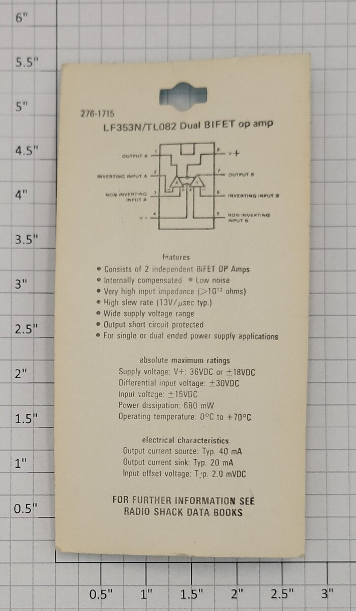 Archer 276-1715 LF353N/TL082 Dual BIFET OP Amps Chip