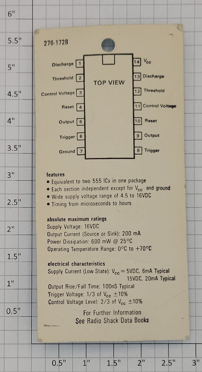 Archer 276-1728 Linear Integrated Circuit Dual Timer 556
