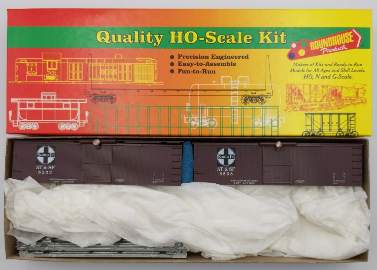 Roundhouse 32803 HO Santa Fe 36' Twin Pack Old Time Boxcar Kit