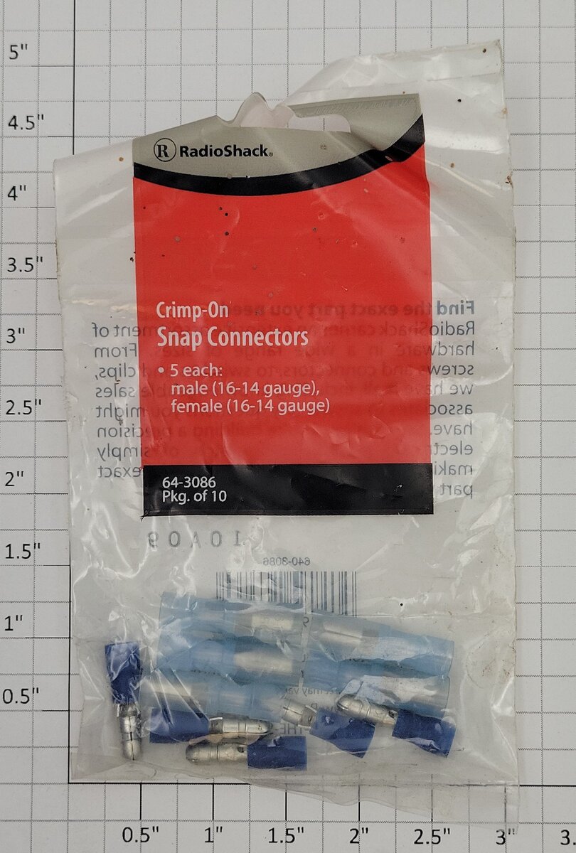 Radio Shack 64-3086 Crimp On Snap Connectors (Pack of 10)