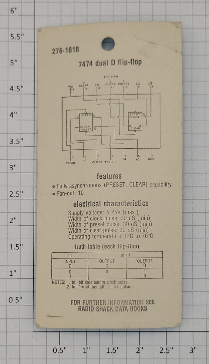 Archer 276-1818 Integrated Circuit Dual D Flip Flop