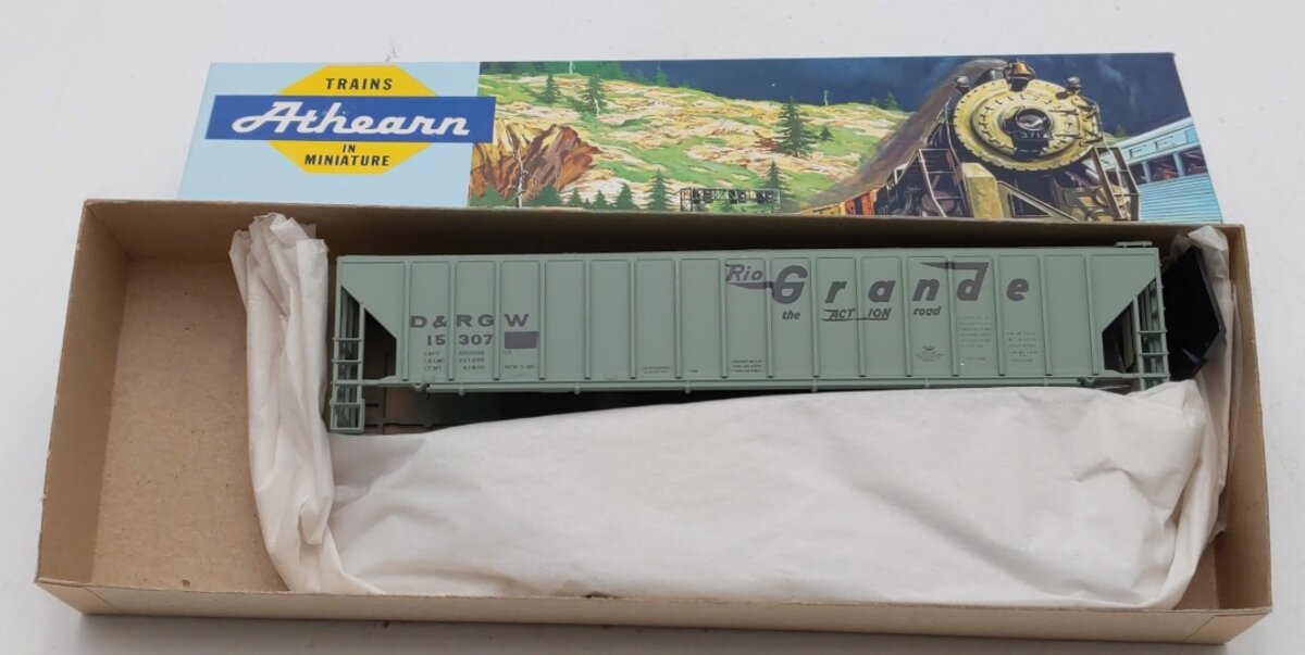Athearn 5309 HO Denver & Rio Grande 3 Bay 54' PS Covered Hopper Road # 15307 Kit